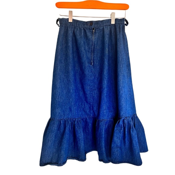 BLUE JEAN SKIRT WITH RUFFLED BOTTOM - Picture 3 of 4